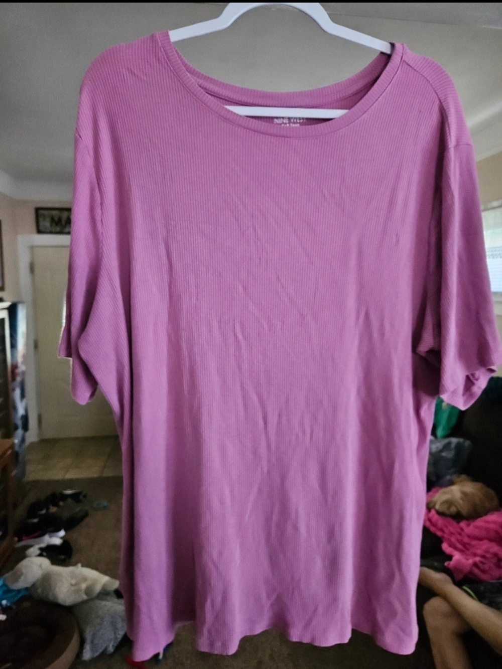 Nine West purple ribbed short-sleeve top 3XL